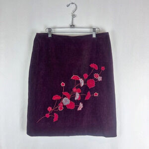 Ann Taylor LOFT Maroon Corduroy Patch Skirt Size 12